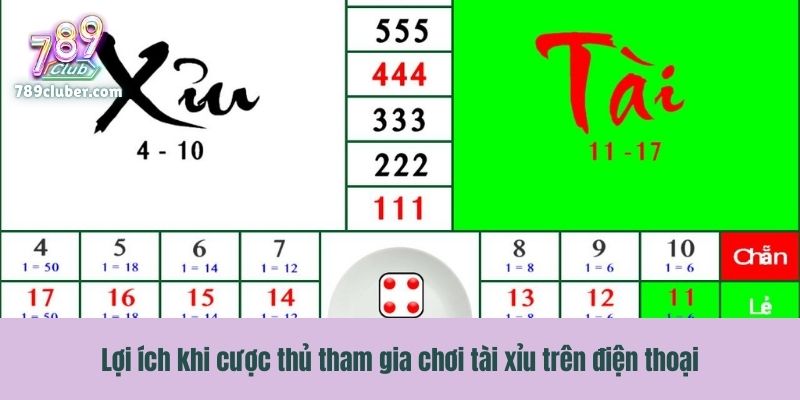 Lợi ích khi cược thủ tham gia chơi tài xỉu trên điện thoại